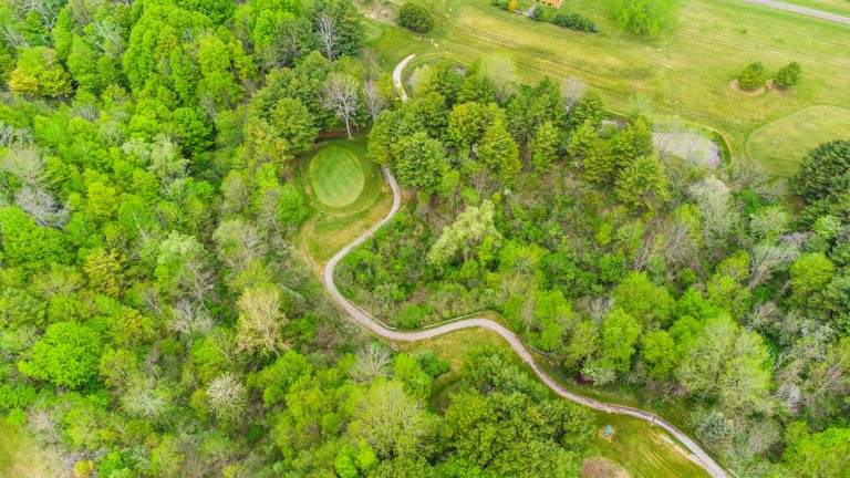 Aerial View of the greens at The Bluffs Golf Club in Port Stanley